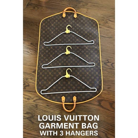 Vintage Louis Vuitton Housse Porte-Habits 2 Pli Garment Bag + 3 Brass Hangers - Picture 5 of 16